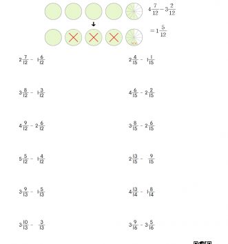 4-2-1 분수의 덧셈과 뺄셈 05 대분수의 뺄셈 ⑴ (분수 부분끼리 뺄 수 있는) E 문제