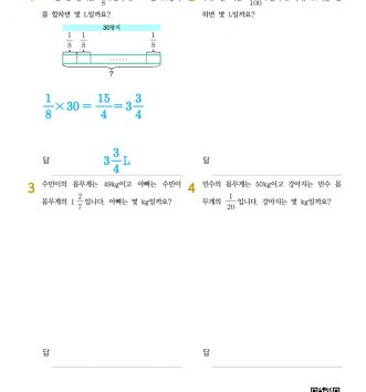 5-2-2 분수의 곱셈 11 문장제-초급 B 문제