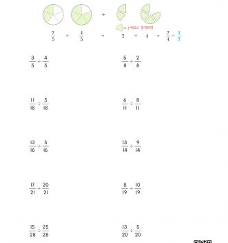 6-2-1 분수의 나눗셈 02 분수÷분수 ⑵ 분자끼리 나누어지지 않는  분모가 같은 B 문제